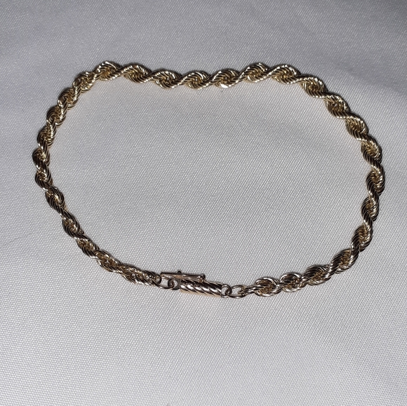 14k solid gold rope bracelet 8" (marked 14k) - Picture 2 of 8